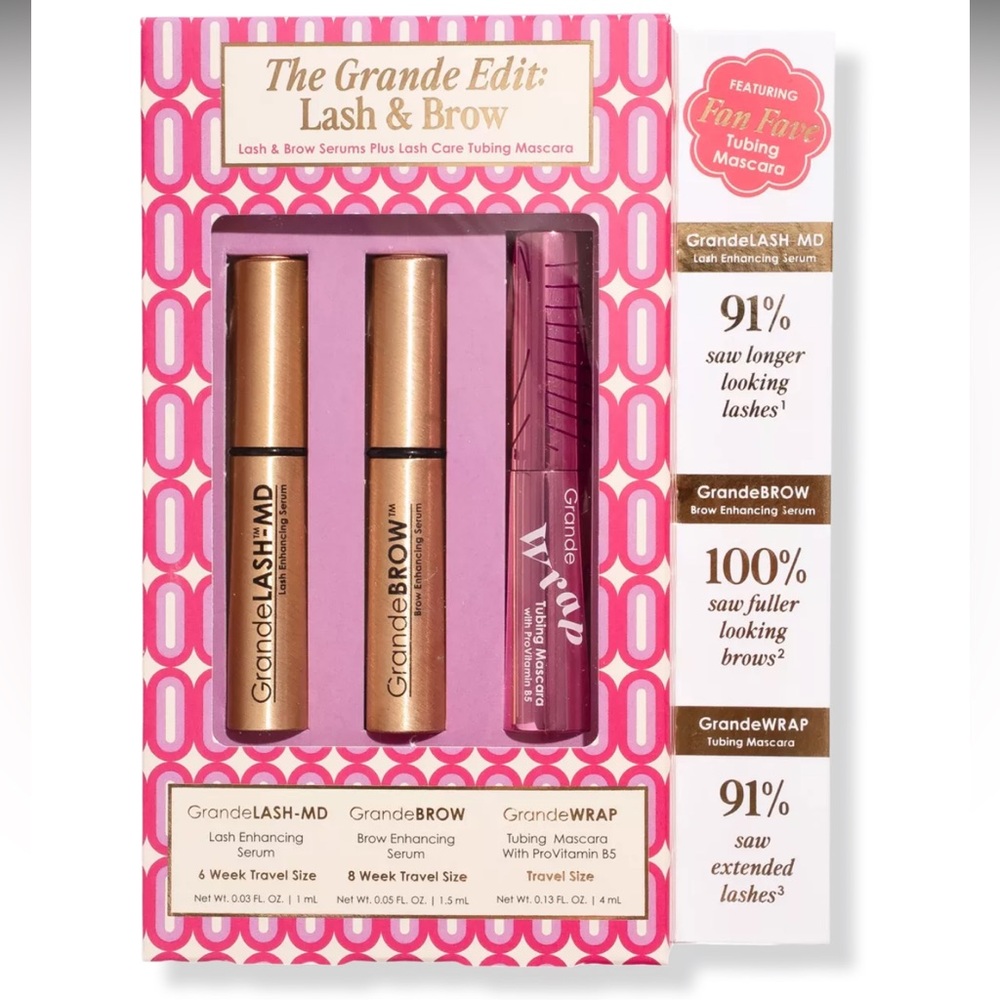 Grande Cosmetics Lash & Brow Set, GrandeLASH Serum, GrandeBROW, & Mascara • NIB